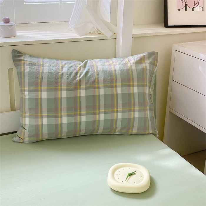 91家纺网 家纺一手货源 找家纺 （总）盛秋家纺 2025新款水洗棉卡通学生宿舍格子三件套四件套