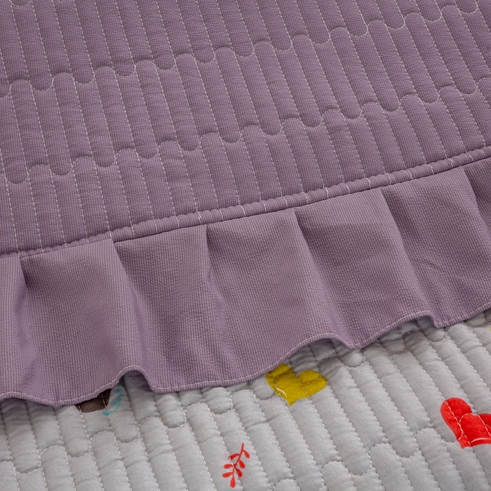 91家纺网 家纺一手货源 找家纺 富之航家纺2024新款小清新床盖四件套公主风提花针织棉床盖四件套 素漫