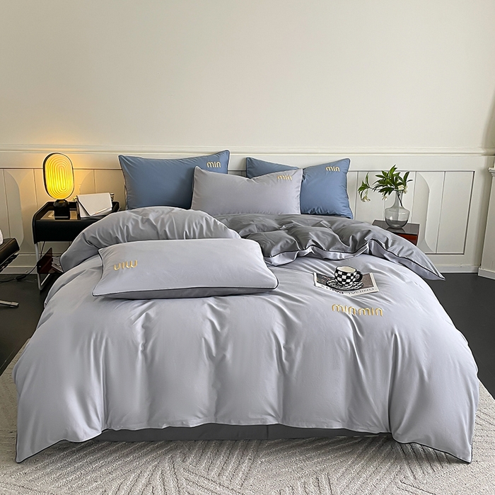 91家纺网 家纺一手货源 找家纺 澳梵家居 2024新款全棉嵌绳四件套--minmin系列 minmin月岩灰-椰子灰