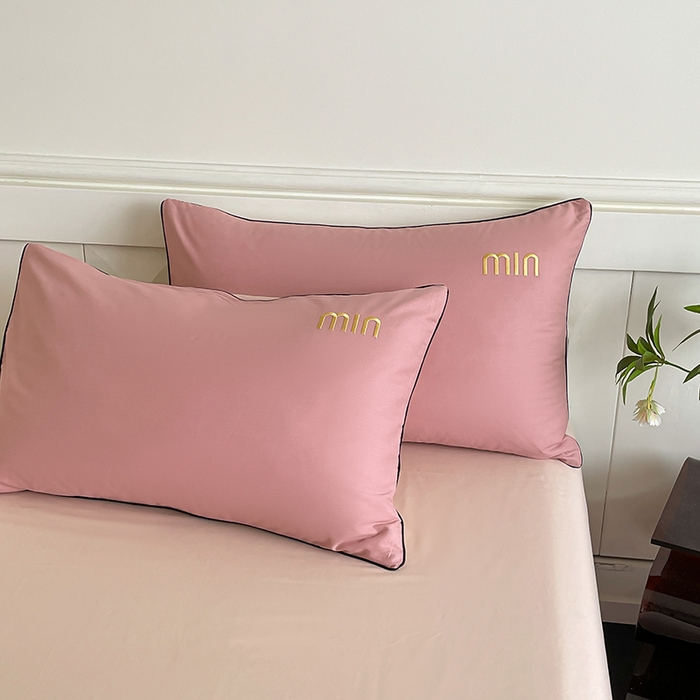 91家纺网 家纺一手货源 找家纺 澳梵家居 2024新款全棉嵌绳四件套--minmin系列 minmin蜜豆粉