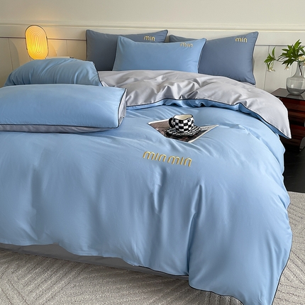 澳梵家居 2024新款全棉嵌绳四件套--minmin系列 minmin绅士蓝灰