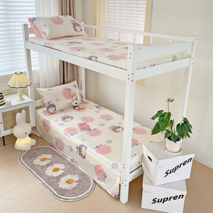 名兮家居 2024新款学生床上下铺全棉床单  蜜桃女孩