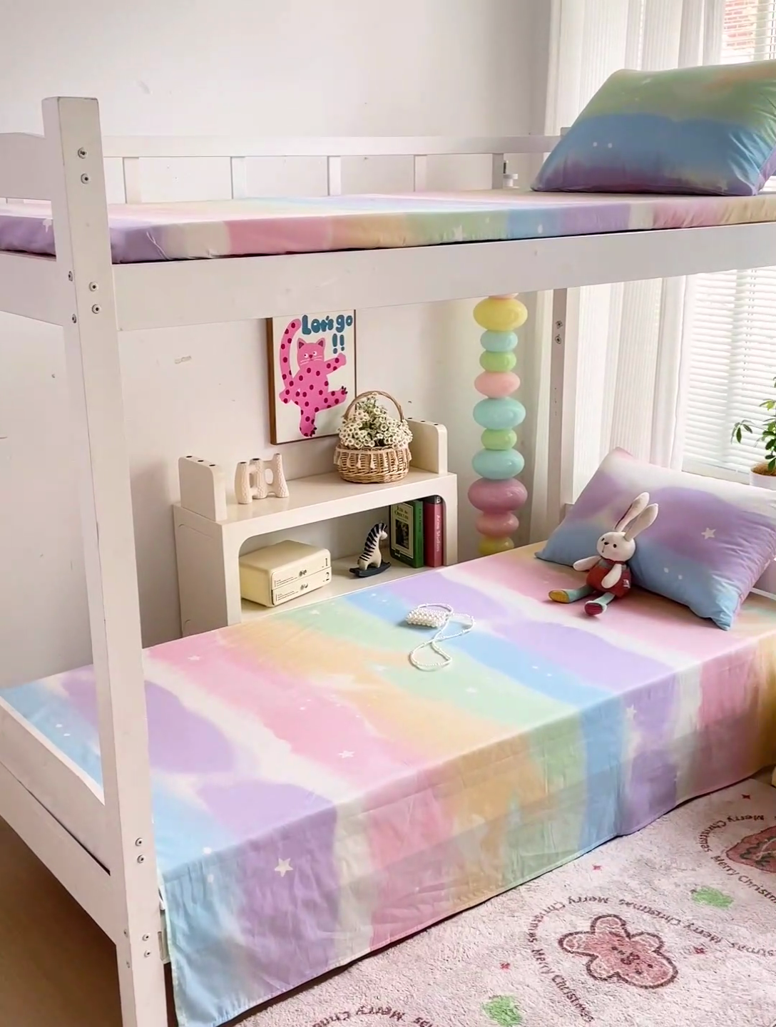 91家纺网 家纺一手货源 找家纺 名兮家居 2024新款学生床上下铺全棉床单  彩色天空