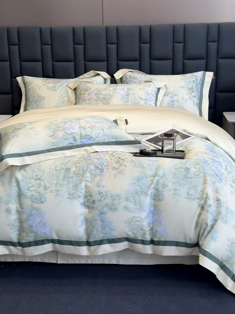 91家纺网 家纺一手货源 找家纺 东方名伶 2024新款50S全棉数码印花长绒棉四件套 暮云