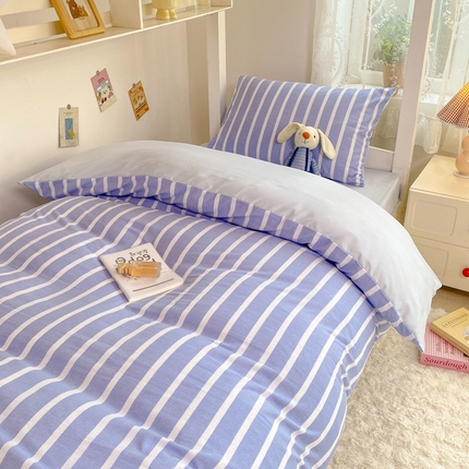 91家纺网 家纺一手货源 找家纺 （总）漫仙阁家纺 新款条纹学生宿舍三件套