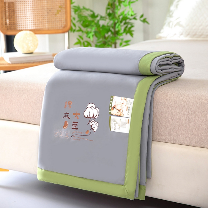 91家纺网 家纺一手货源 找家纺 鹿小帅纺织品 2024新款棉麻大豆夏被 高级灰