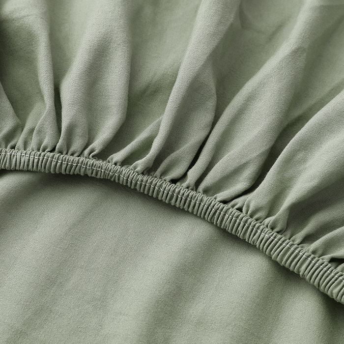 91家纺网 家纺一手货源 找家纺 2024新款A类云朵棉纯色床笠 豆绿