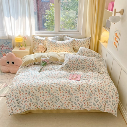 91家纺网 家纺一手货源 找家纺 （总）2024新款全棉小清新印花单品套件--四件套