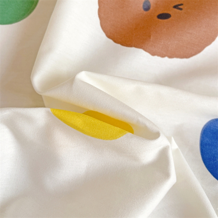 91家纺网 家纺一手货源 找家纺 名兮家居 2024新款学生床上下铺全棉床笠 波点小熊