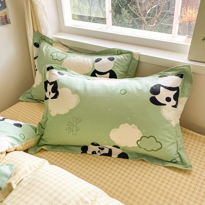 91家纺网 家纺一手货源 找家纺 2024新款全棉小清新印花单品套件--四件套 云影熊