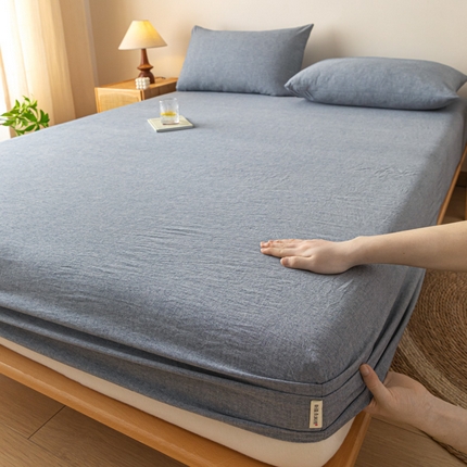 卡伦家纺 2025全棉色织水洗棉单层床笠席梦思保护套 绅士灰