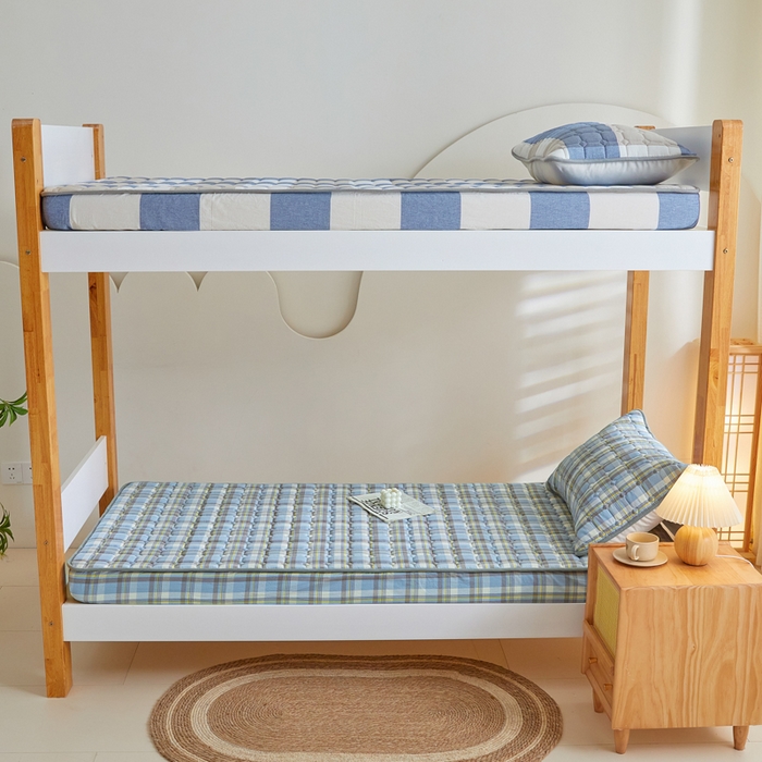 91家纺网 家纺一手货源 找家纺 鑫钰 2025新款学生宿舍A类水洗棉大豆夹棉系列-简格 简格-简希蓝