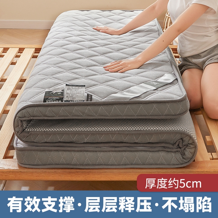91家纺网 家纺一手货源 找家纺 丽诺床垫 2024新款艾绒乳胶记忆棉立体床垫 灰色5cm