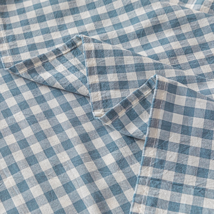 91家纺网 家纺一手货源 找家纺 卡伦家纺 2025新款全棉色织水洗棉床单学生宿舍单人双人床单系列浅蓝小格