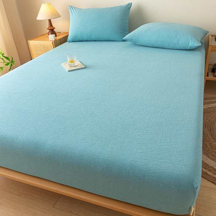 91家纺网 家纺一手货源 找家纺 卡伦家纺 2025全棉色织水洗棉单层床笠席梦思保护套 海兰青年