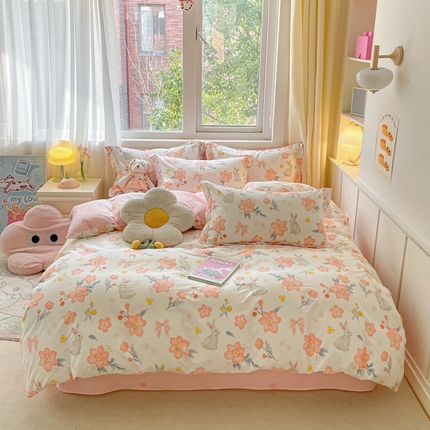 91家纺网 家纺一手货源 找家纺 （总）2024新款全棉小清新印花单品套件--四件套