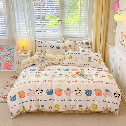 91家纺网 家纺一手货源 找家纺 （总）2024新款全棉小清新印花单品套件--四件套