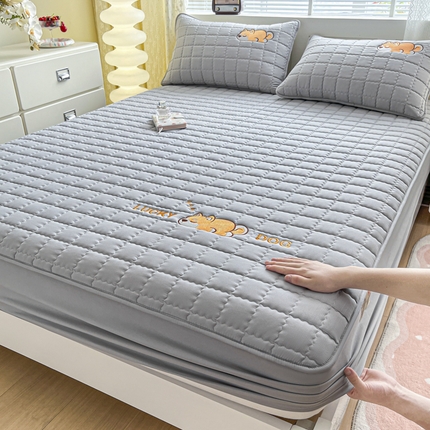 91家纺网 家纺一手货源 找家纺 （总）鑫钰 2024新夹款刺绣大豆纤维床笠-幸运狗系列