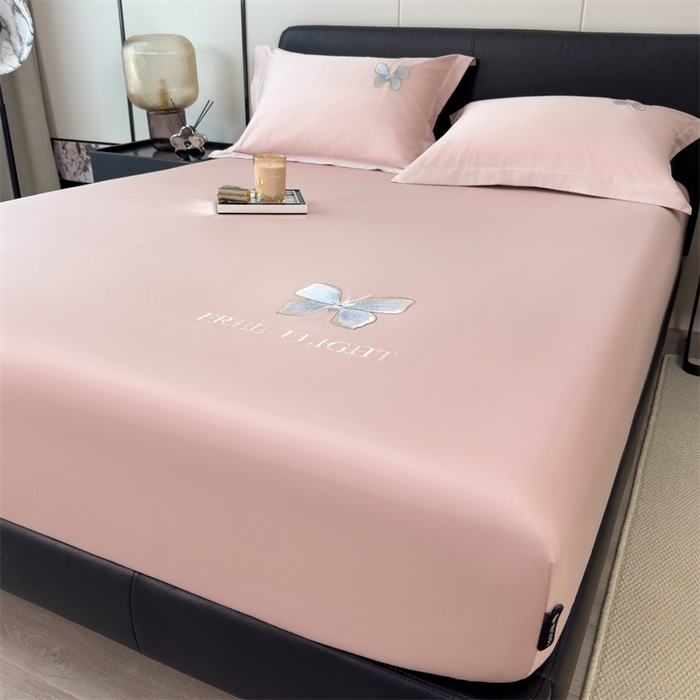 91家纺网 家纺一手货源 找家纺 鑫钰 2024秋冬新款全棉刺绣单层床笠单件枕套三件套-蝶舞 蝶舞-慕粉