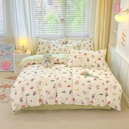 91家纺网 家纺一手货源 找家纺 （总）2024新款全棉小清新印花单品套件--四件套