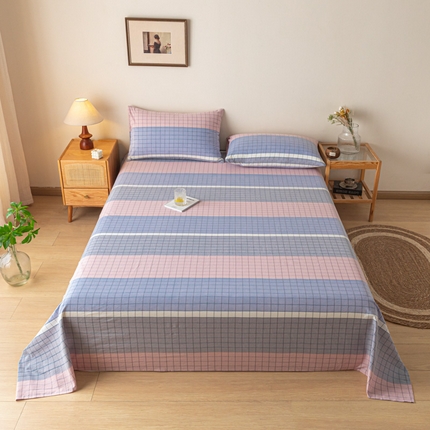 卡伦家纺 2025新款全棉色织水洗棉床单学生宿舍单人双人床单系列马丁粉