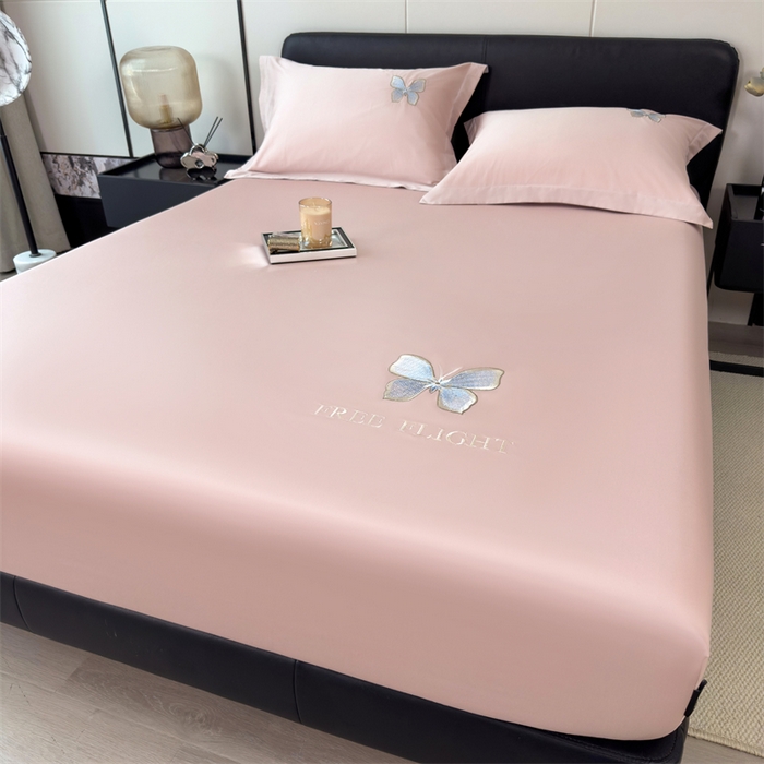 91家纺网 家纺一手货源 找家纺 鑫钰 2024秋冬新款全棉刺绣单层床笠单件枕套三件套-蝶舞 蝶舞-慕粉