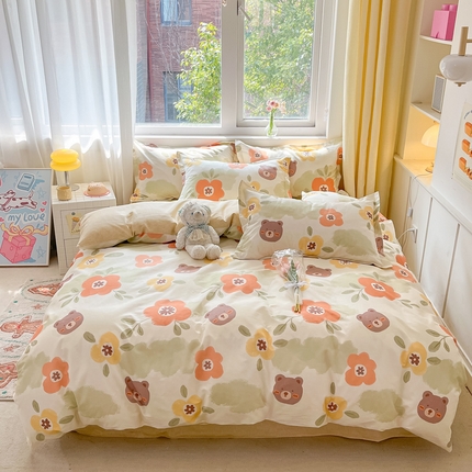 91家纺网 家纺一手货源 找家纺 （总）2024新款全棉小清新印花单品套件--四件套