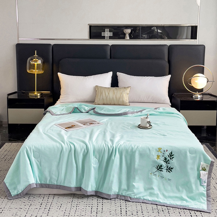 91家纺网 家纺一手货源 找家纺 鹿小帅纺织品 2024新款艾草驱蚊夏凉被 天际蓝