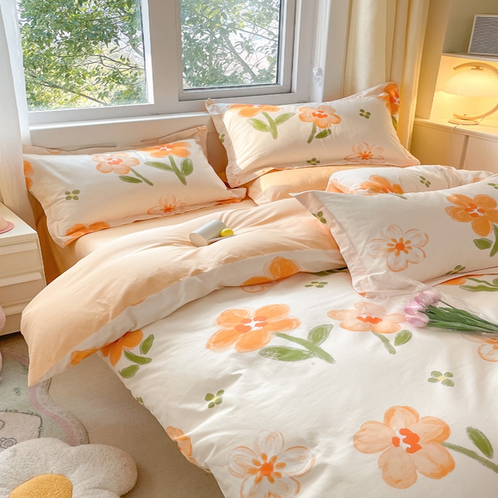 91家纺网 家纺一手货源 找家纺 2024新款全棉小清新印花单品套件--四件套 香榭