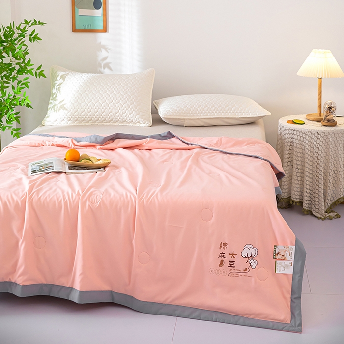 91家纺网 家纺一手货源 找家纺 鹿小帅纺织品 2024新款棉麻大豆夏被 优雅玉