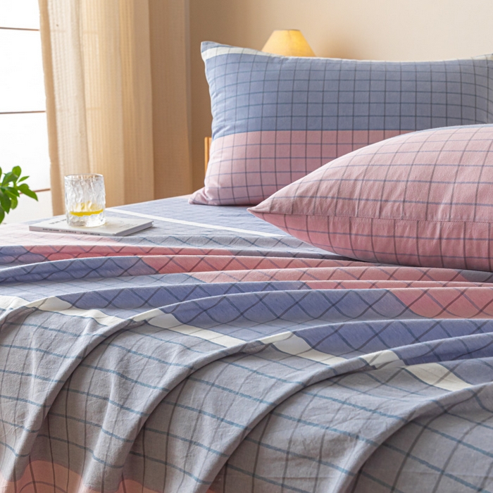 91家纺网 家纺一手货源 找家纺 卡伦家纺 2025新款全棉色织水洗棉床单学生宿舍单人双人床单系列马丁粉