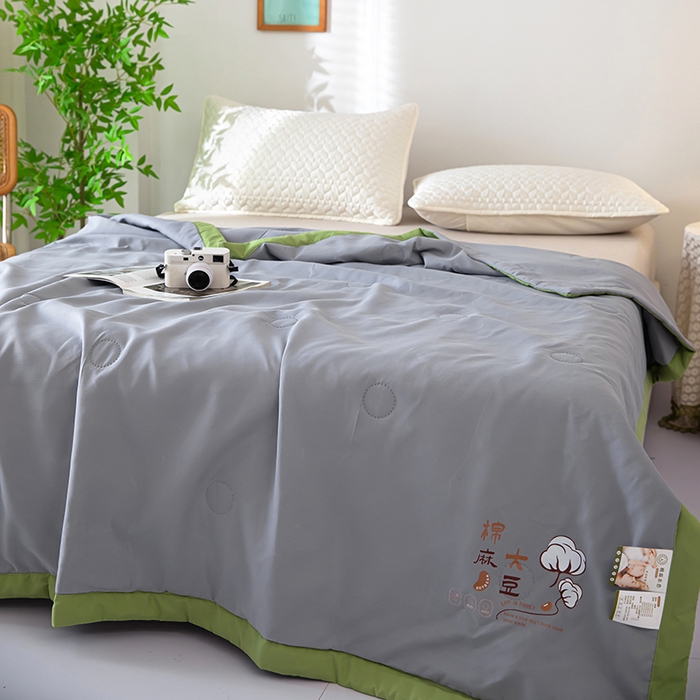 91家纺网 家纺一手货源 找家纺 鹿小帅纺织品 2024新款棉麻大豆夏被 高级灰