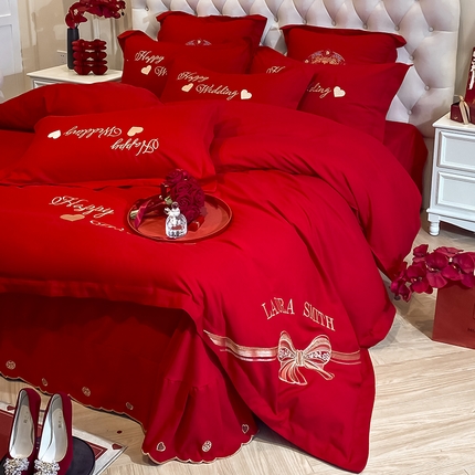 91家纺网 家纺一手货源 找家纺 （总）玉雅家纺 2025新款玉雅时尚磨毛刺绣床单款系列婚庆套件