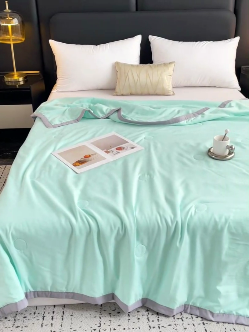 91家纺网 家纺一手货源 找家纺 鹿小帅纺织品 2024新款艾草驱蚊夏凉被 天际蓝