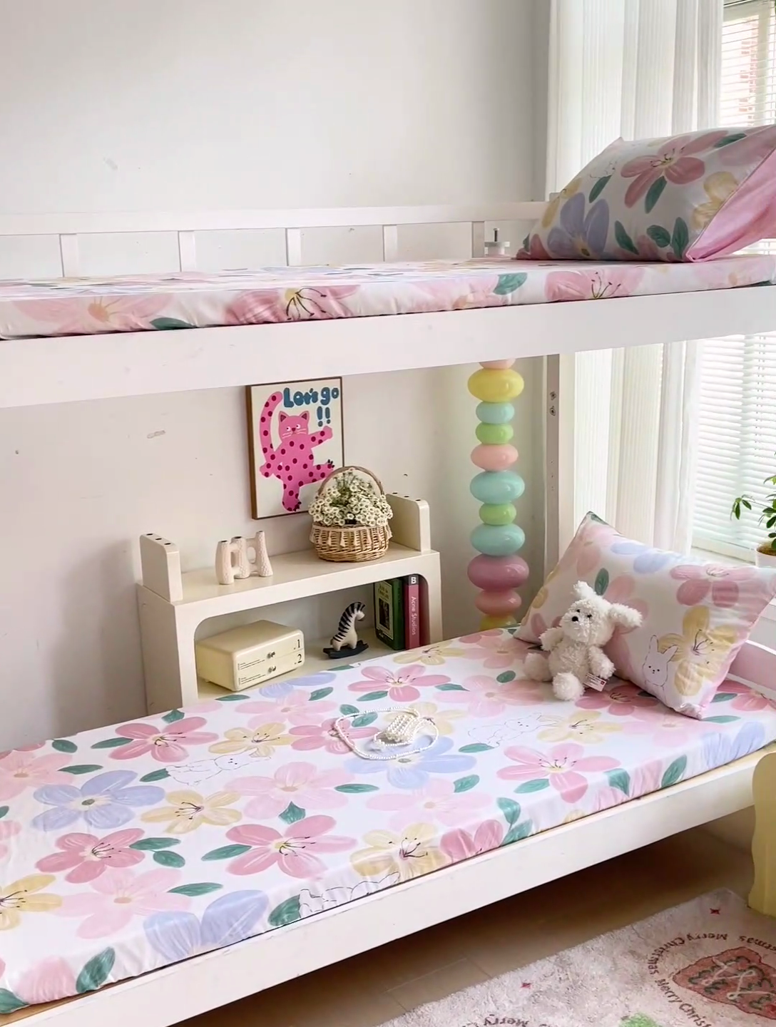 91家纺网 家纺一手货源 找家纺 名兮家居 2024新款学生床上下铺全棉床笠 花甜粉