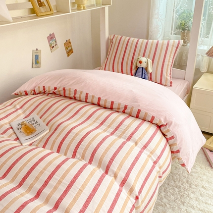 91家纺网 家纺一手货源 找家纺 漫仙阁家纺 2024新款条纹学生宿舍三件套 -左岸