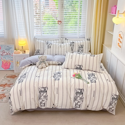 91家纺网 家纺一手货源 找家纺 （总）2024新款全棉小清新印花单品套件--四件套