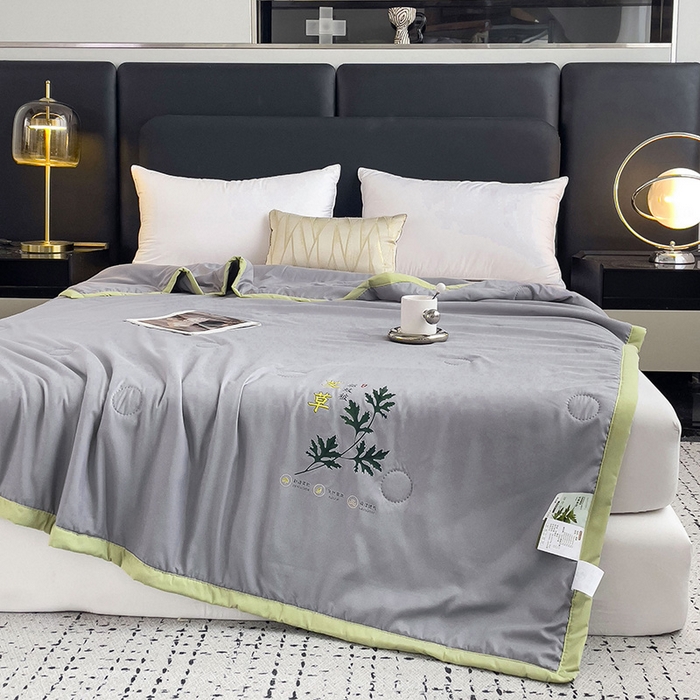 91家纺网 家纺一手货源 找家纺 鹿小帅纺织品 2024新款艾草驱蚊夏凉被 高级灰