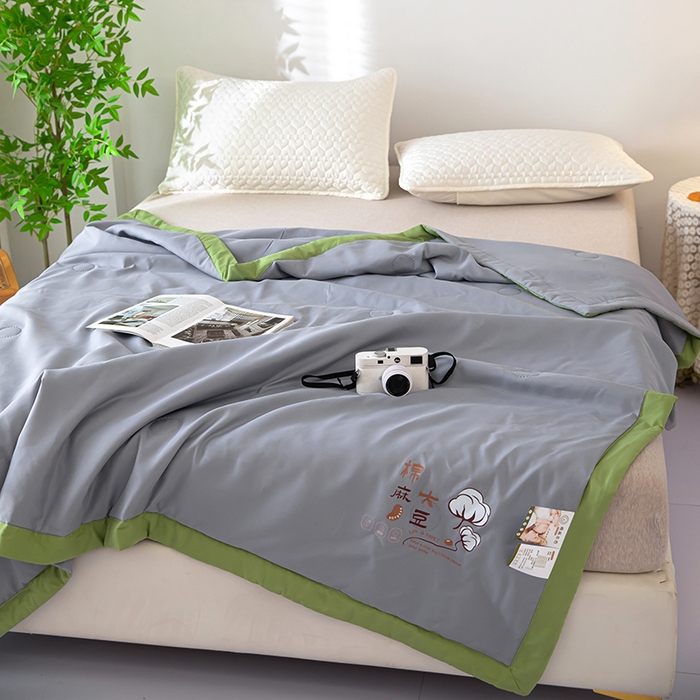 91家纺网 家纺一手货源 找家纺 鹿小帅纺织品 2024新款棉麻大豆夏被 高级灰