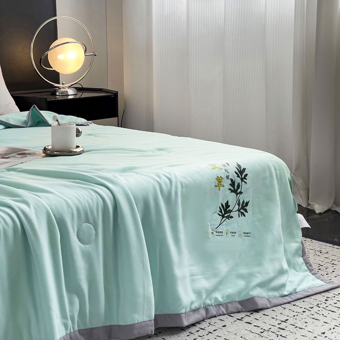 91家纺网 家纺一手货源 找家纺 鹿小帅纺织品 2024新款艾草驱蚊夏凉被 天际蓝