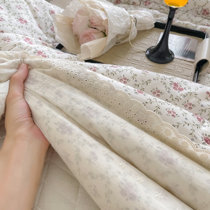 91家纺网 家纺一手货源 找家纺 莱豫家纺 2024新款法式复古针织花边夏被春秋被 樱桃