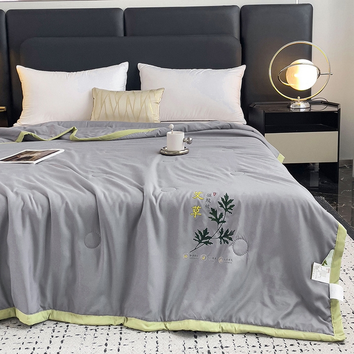 91家纺网 家纺一手货源 找家纺 鹿小帅纺织品 2024新款艾草驱蚊夏凉被 高级灰