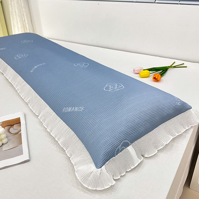 91家纺网 家纺一手货源 找家纺 2024新款A类冰豆豆花边双人长枕套 山茶花-湖蓝