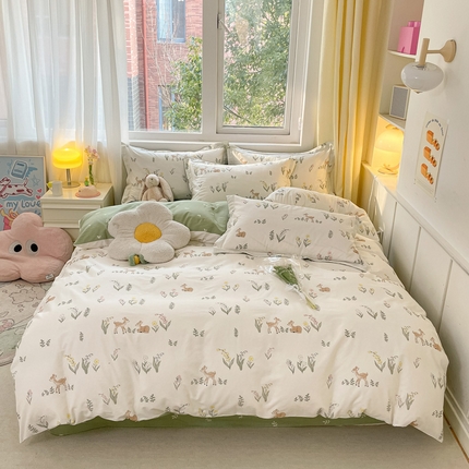91家纺网 家纺一手货源 找家纺 （总）2024新款全棉小清新印花单品套件--四件套