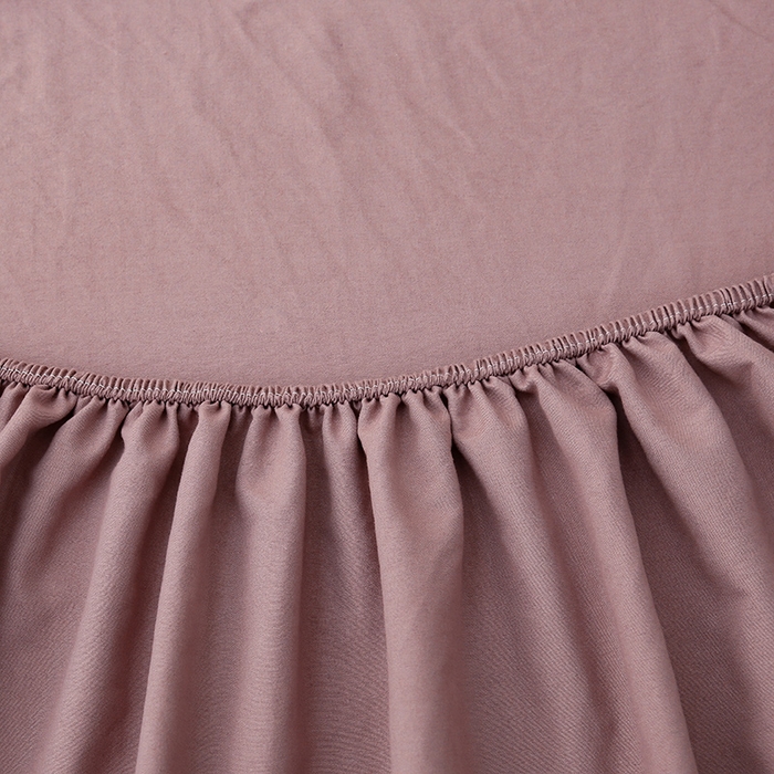 91家纺网 家纺一手货源 找家纺 2024新款A类云朵棉纯色床笠 深豆沙