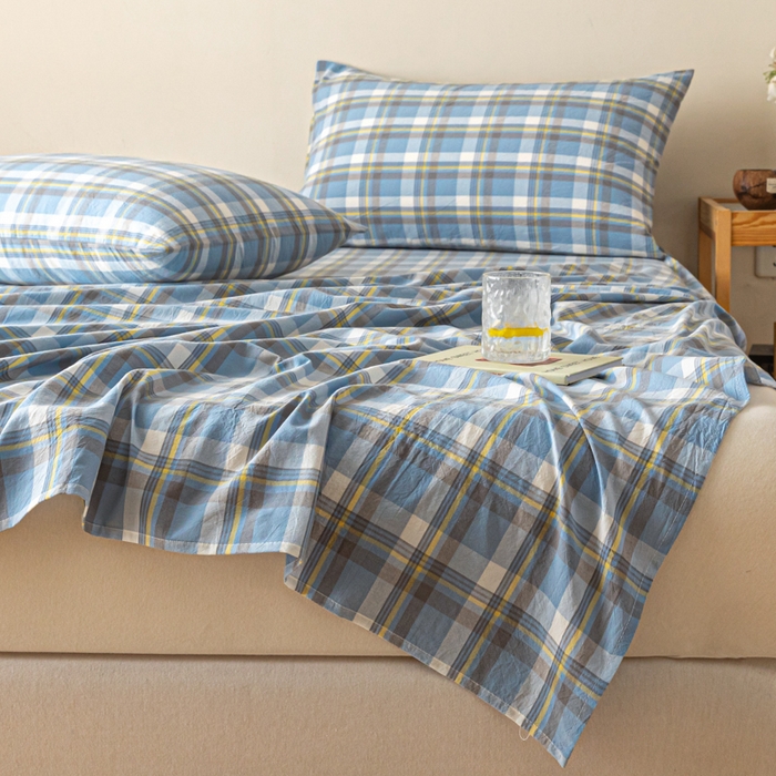 91家纺网 家纺一手货源 找家纺 卡伦家纺 2025新款全棉色织水洗棉床单学生宿舍单人双人床单系列莫妮兰