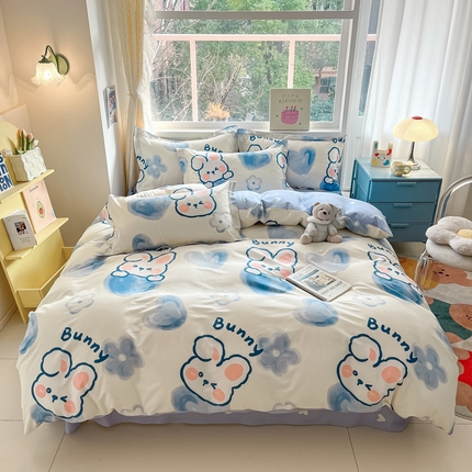 91家纺网 家纺一手货源 找家纺 （总）2024新款全棉小清新印花单品套件--四件套