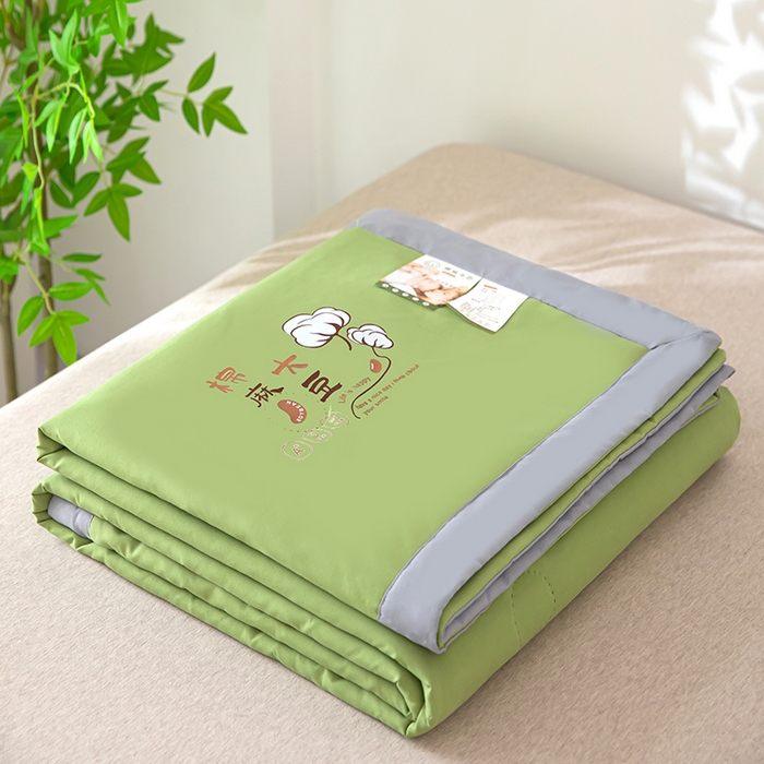 91家纺网 家纺一手货源 找家纺 鹿小帅纺织品 2024新款棉麻大豆夏被 橄榄绿