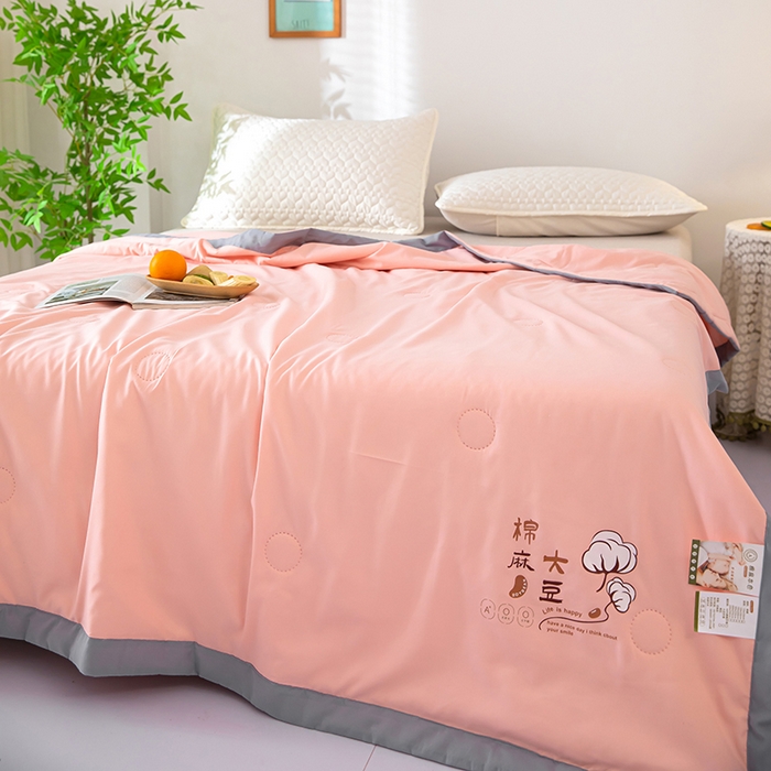 91家纺网 家纺一手货源 找家纺 鹿小帅纺织品 2024新款棉麻大豆夏被 优雅玉