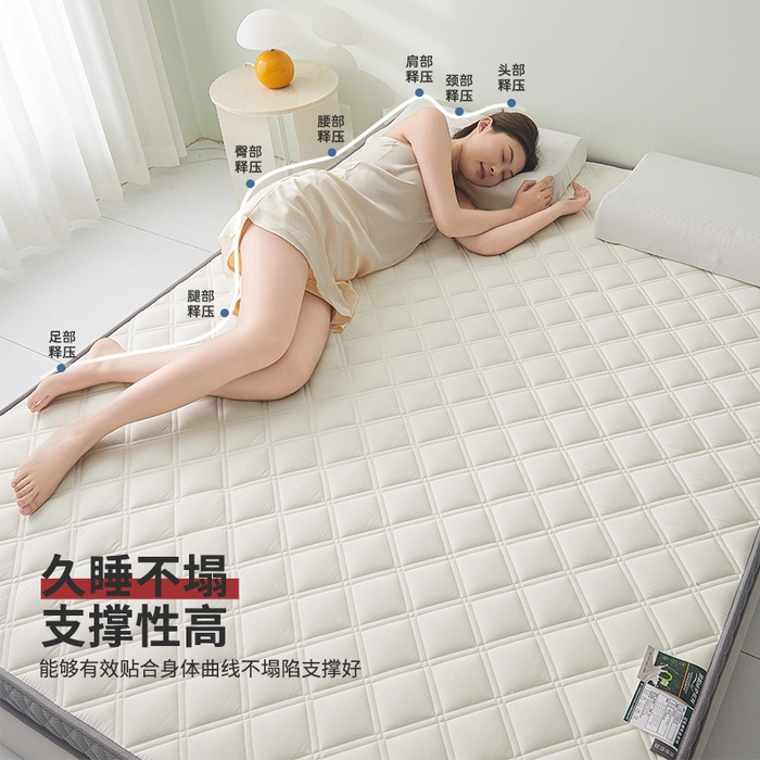 91家纺网 家纺一手货源 找家纺 丽诺床垫 2024新款艾绒乳胶记忆棉立体床垫 灰色10cm